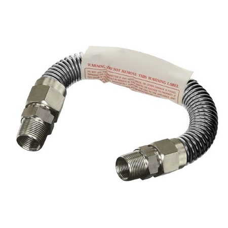 FLEXTRON Gas Line Hose 3/8'' O.D. x 12'' Length with 1/2" MIP Fittings, Stainless Steel Flexible Connector FTGC-SS14-12A